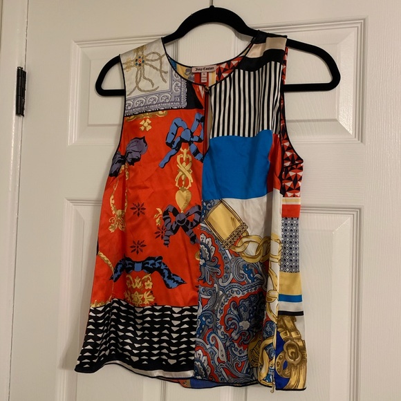 Juicy couture silk scarf print top - Picture 1 of 6